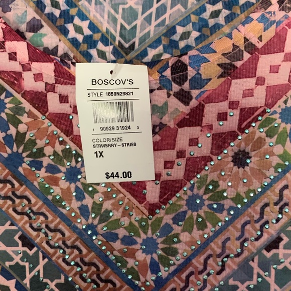 NWT One World ladies boho top short sleeves 1X - Picture 9 of 11